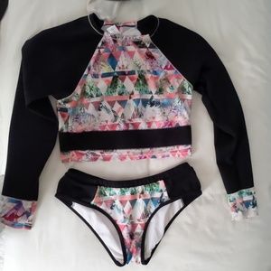 Rash guard and swim bottoms